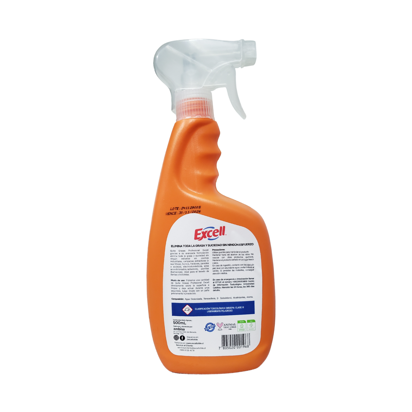 Quitagrasas Excell Profesional 500 Ml Ultra Poderoso