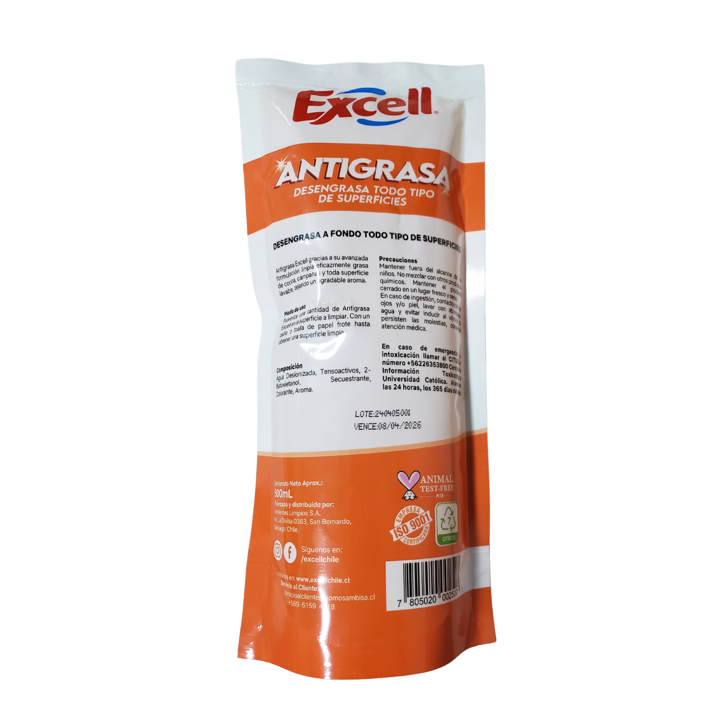 Antigrasa Excell 500cc Elimina Grasa Fácilmente