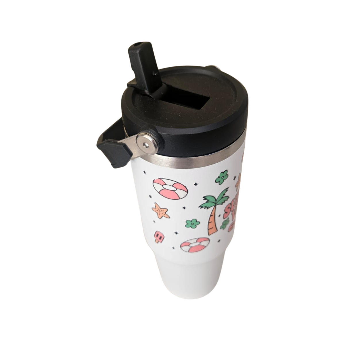 Vaso Térmico Blanco 900ml diseño Veraniego Summer Vibes| Acero Inoxidable