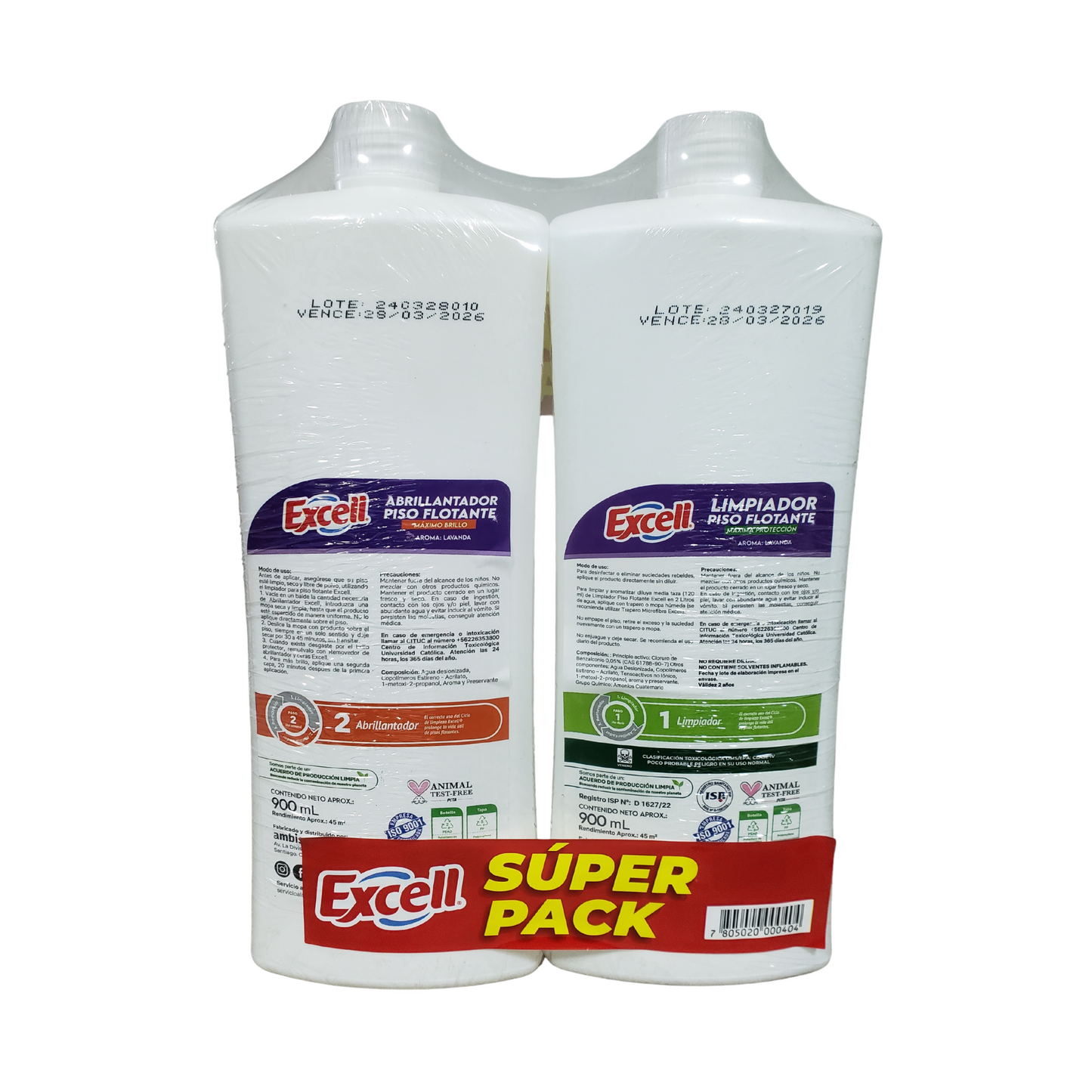 Excell Pack Piso Flotante Abrillantador 900cc + Limpiador 900cc