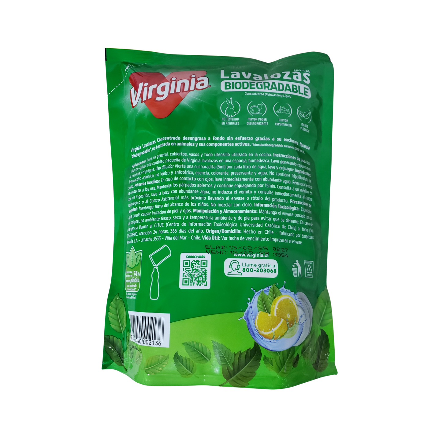 Virginia Lavalozas Biodegradable Limón Citrus 1 Lt