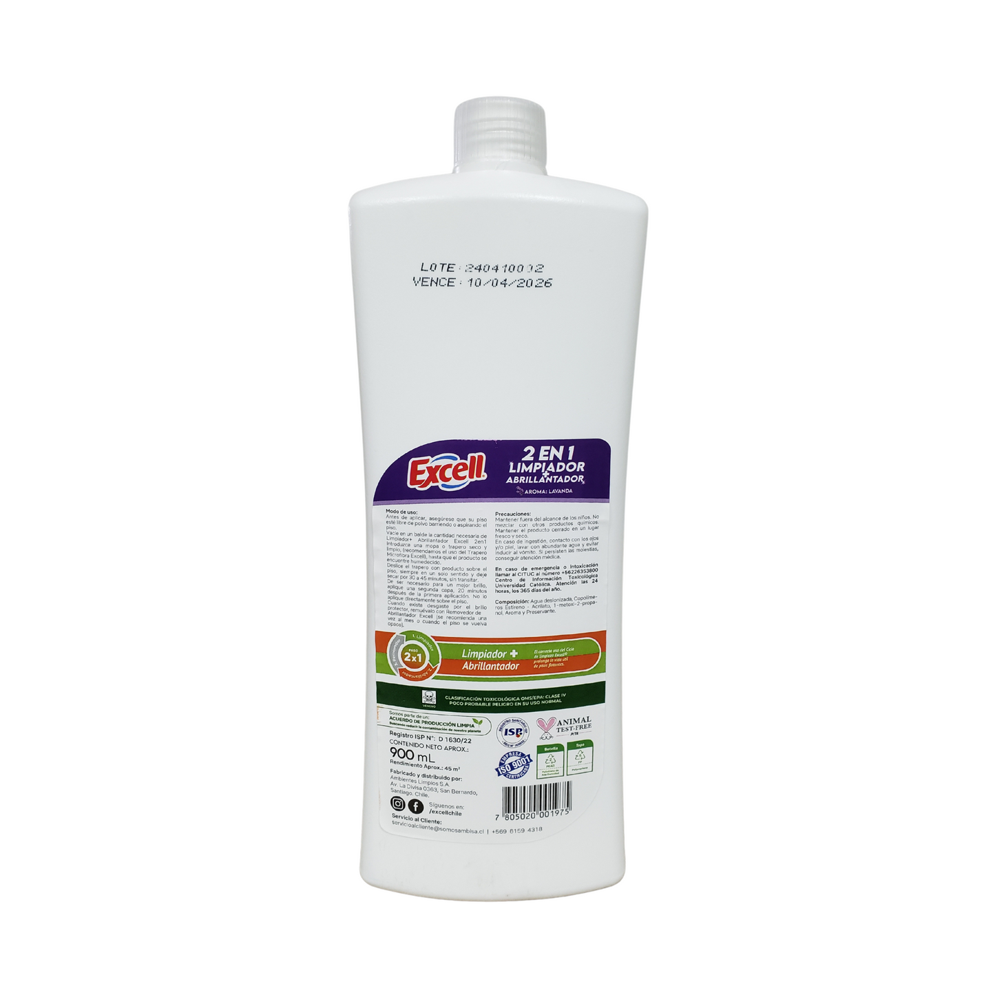 Limpiador Y Abrillantador 2 En 1 Excell 900ml Pisos Flotante