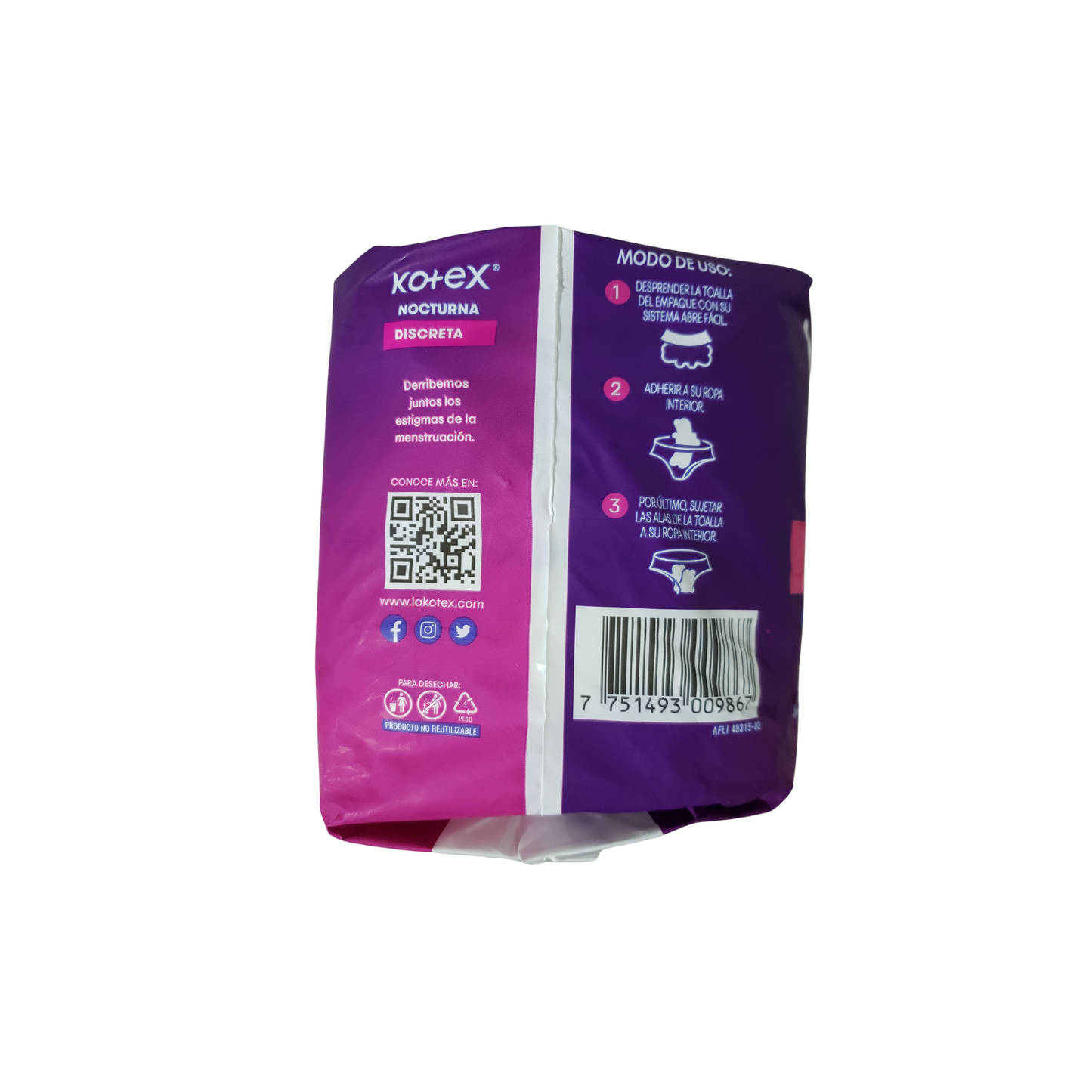 Toallitas Higiénicas Kotex Nocturna Discretas 12 Unidades
