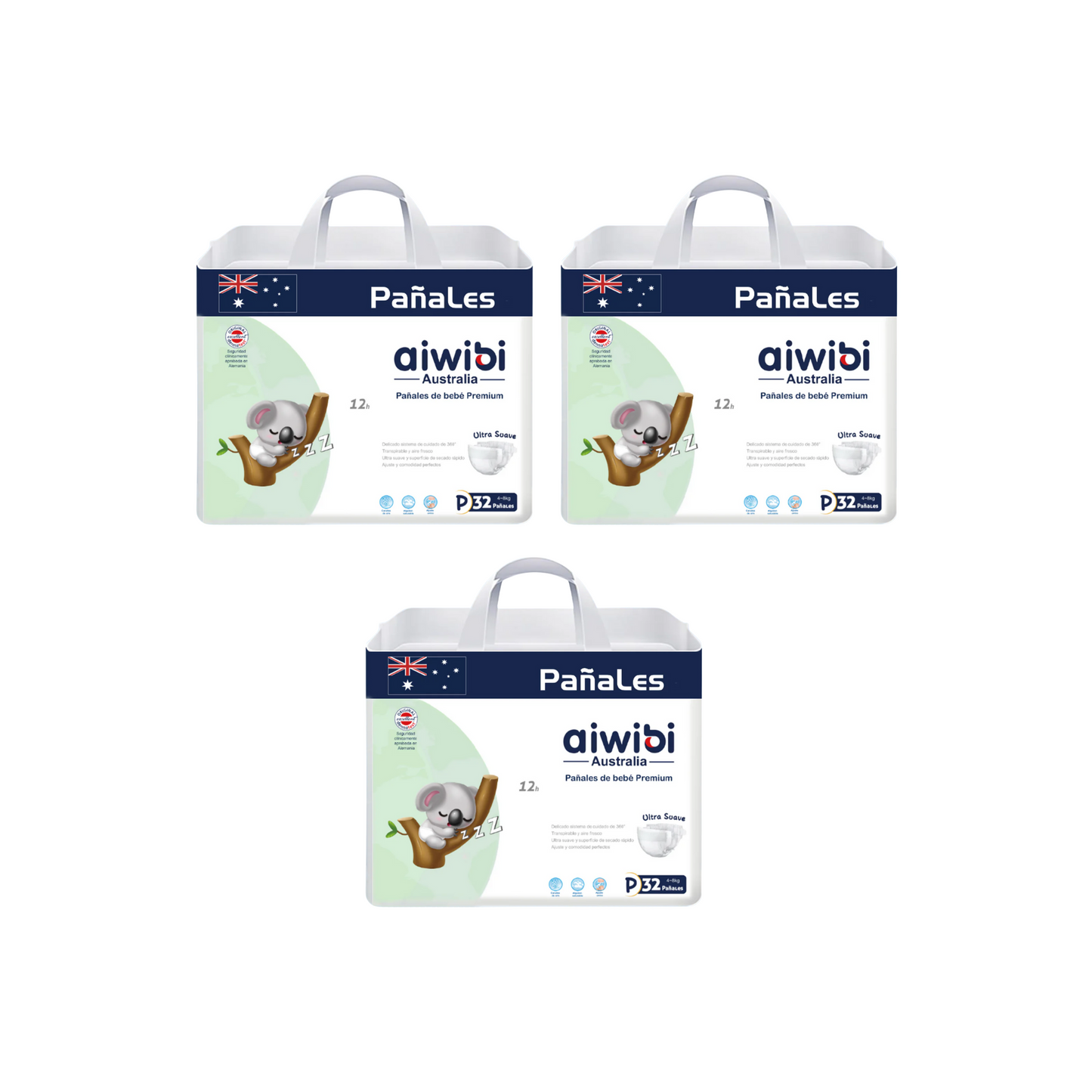 Pack 3 Pañales Premium Aiwibi Talla P