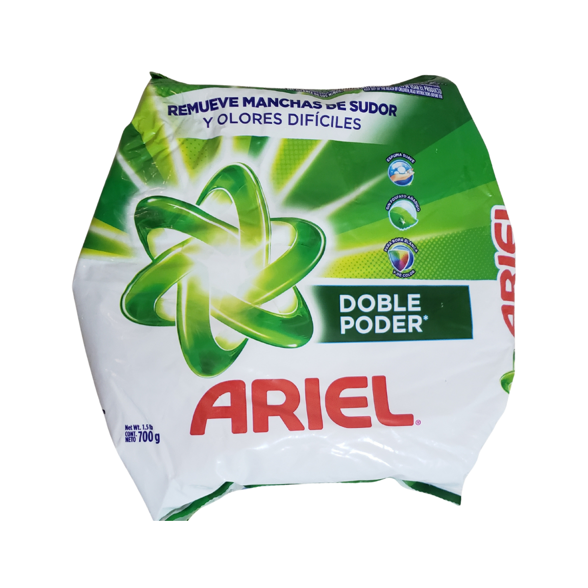 Pack 4 Detergente Ariel en Polvo Doble Poder 700g cu, Rinde Más