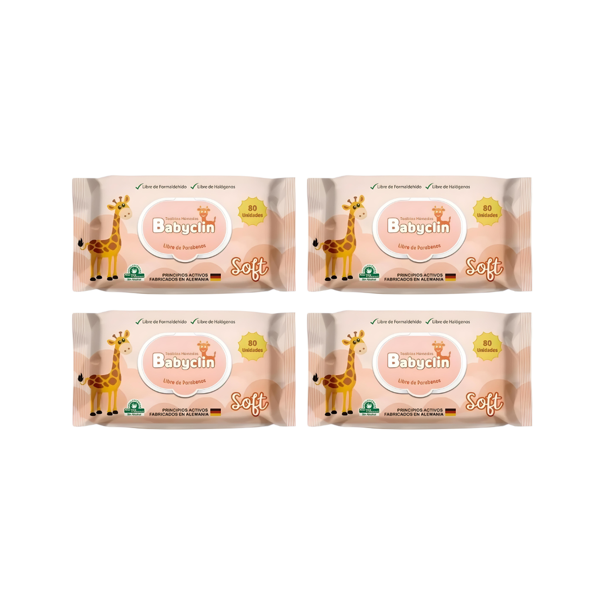 Pack 4 paquetes Toallitas Húmedas Babyclin Soft