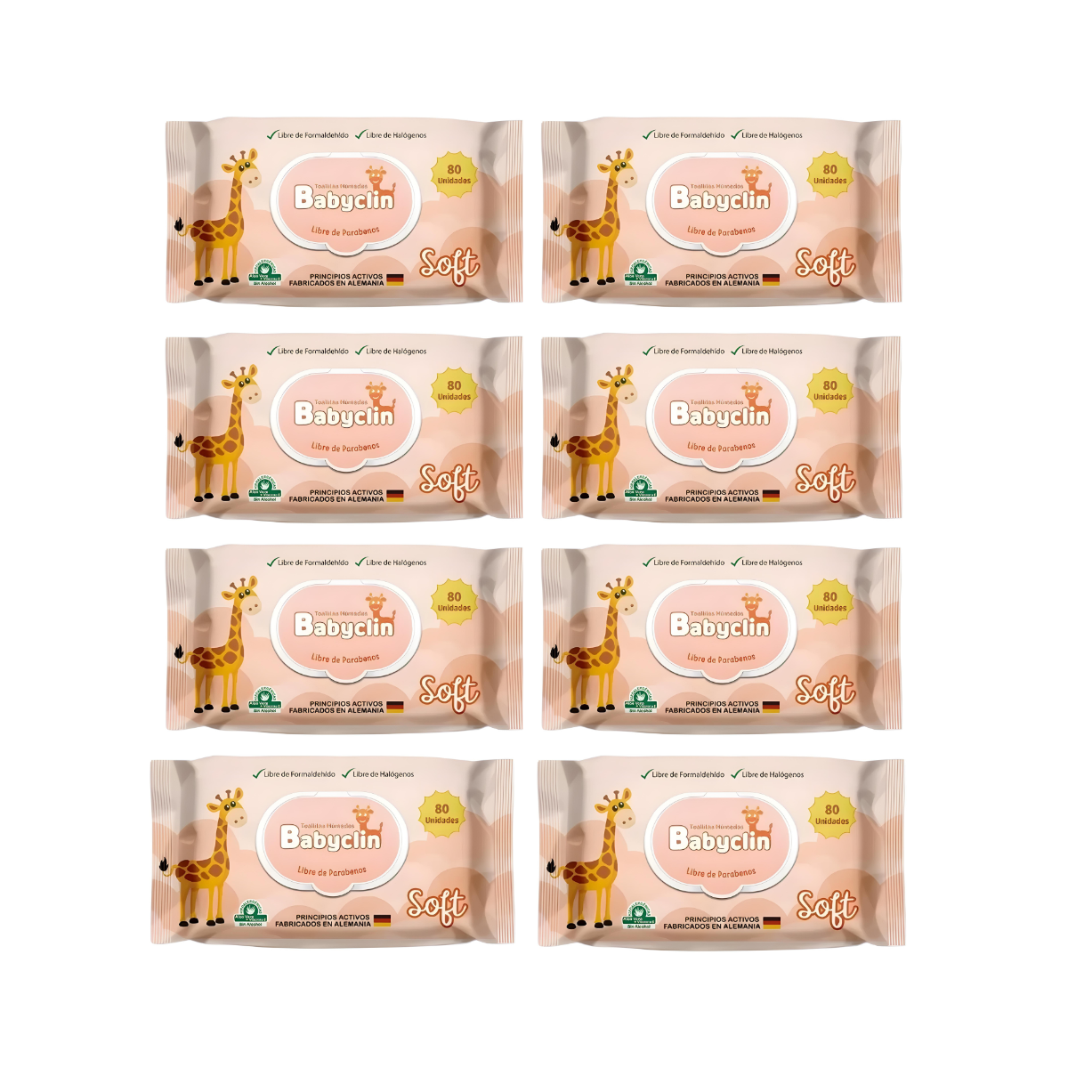 Pack 8 paquetes Toallitas Húmedas Babyclin Soft