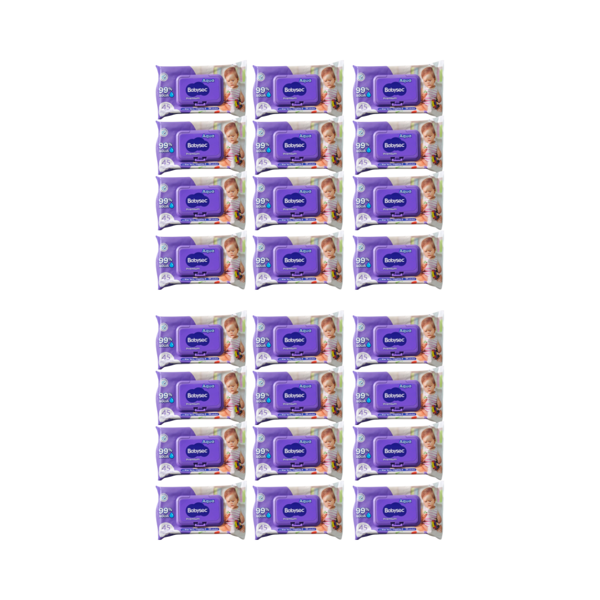 Pack 24 paquetes Toallitas Húmedas Babysec Hipoalergénicas Aloe Vera ,45u por paquete.
