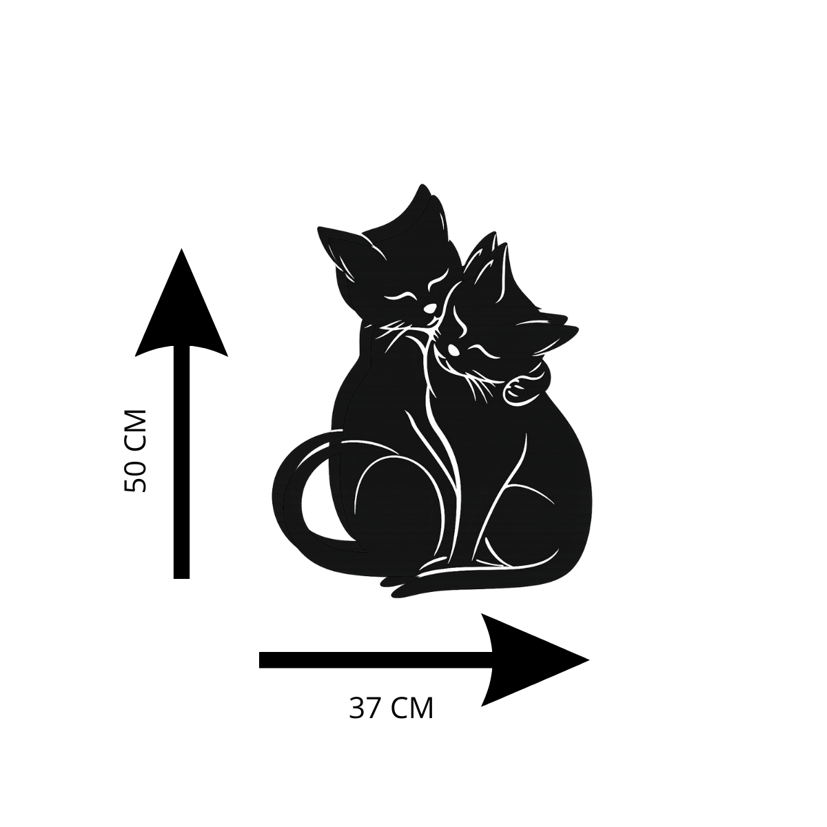 Cuadro Decorativo De Pared Gatos Enamorados Mdf Negro 50x37cm