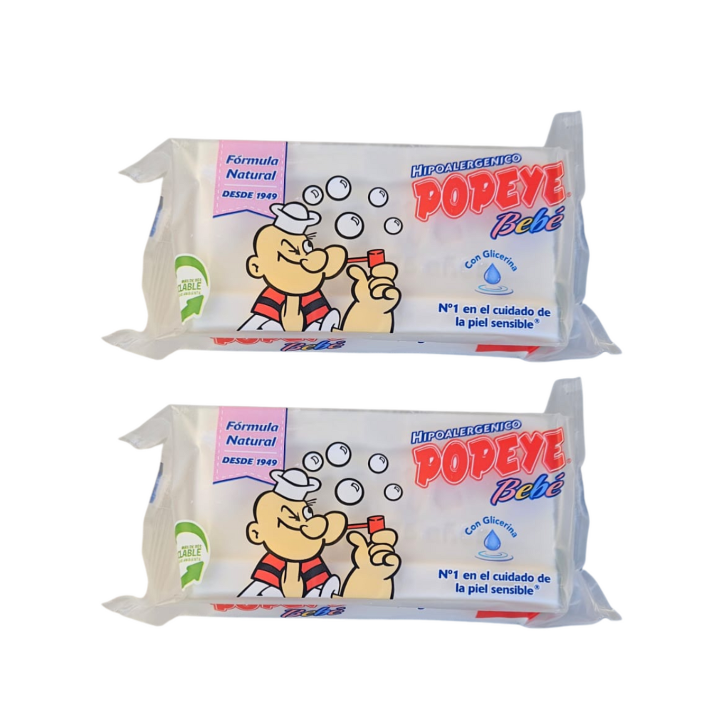 Pack 2 Jabones Popeye Hipoalergénicos 170 g con Glicerina