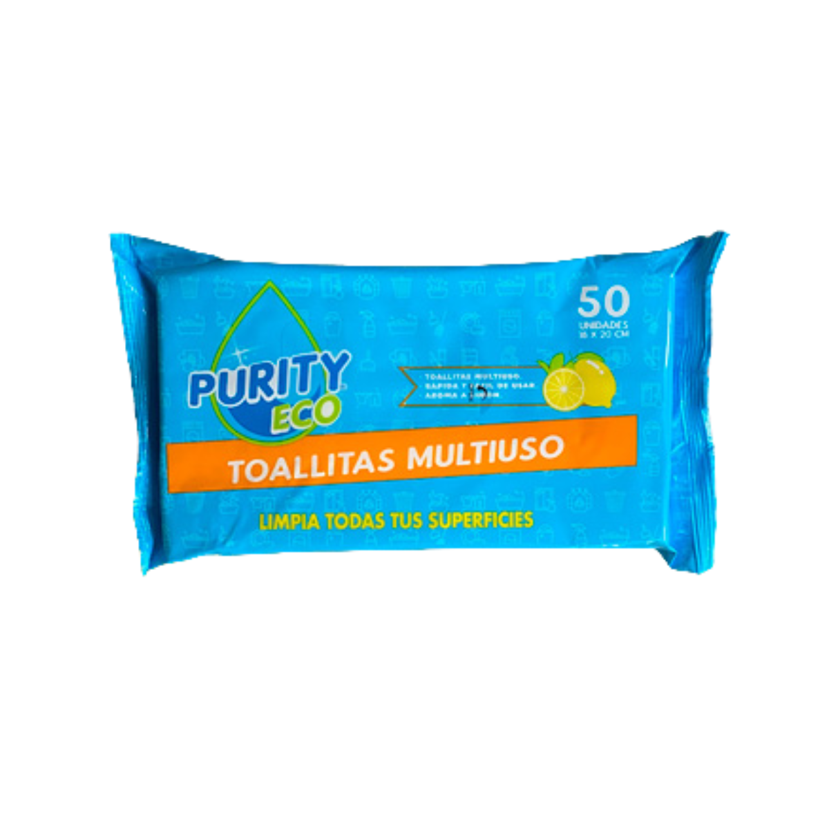 Pack 12 Toallitas Desinfectantes Multiuso PurityEco 50u por paquete.