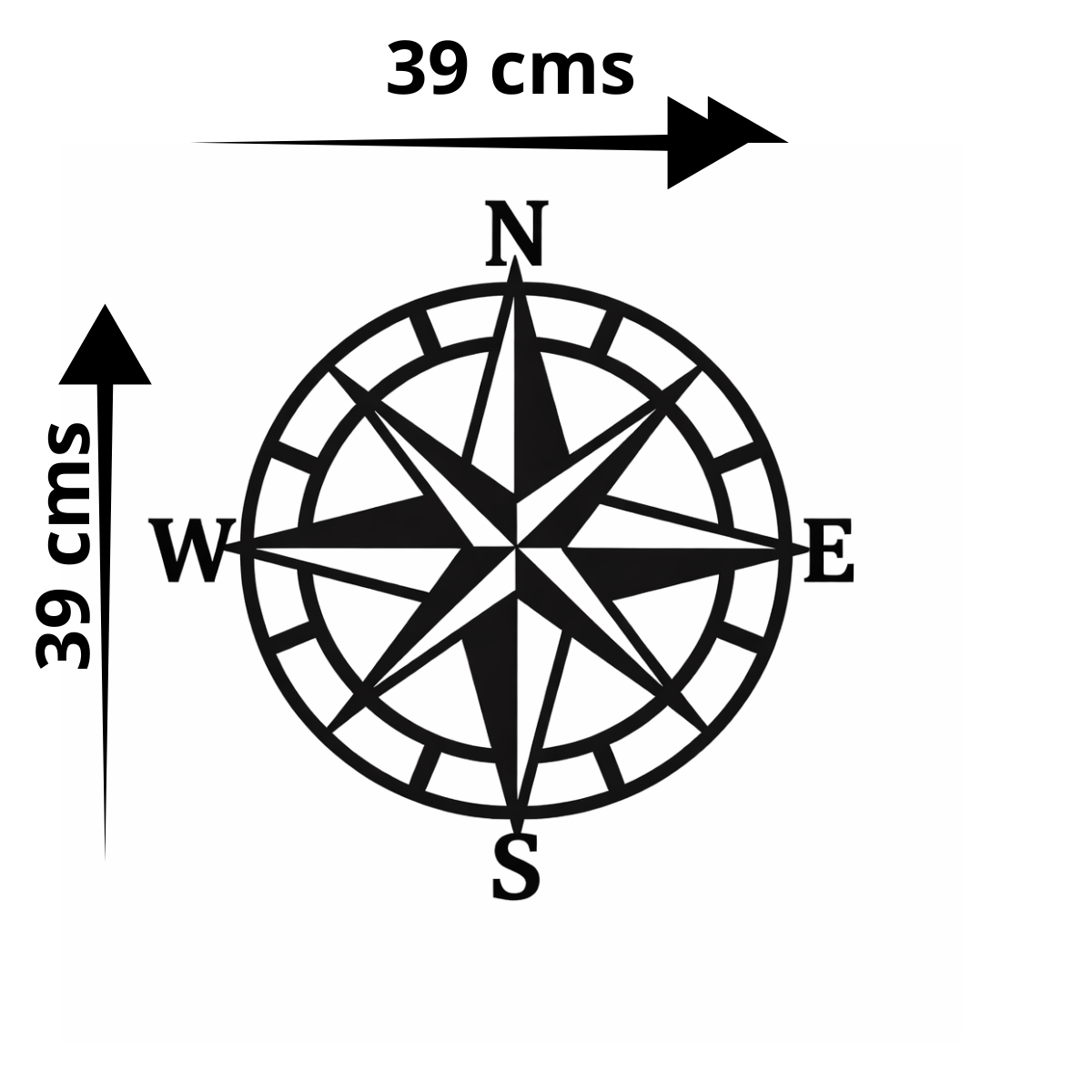 Cuadro Decorativo Rosa De Los Vientos 39x39 Negro