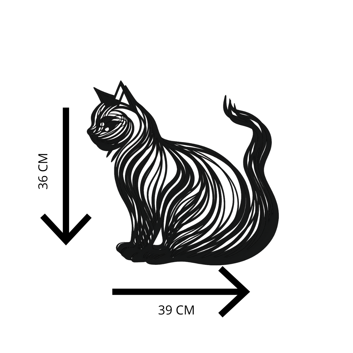 Cuadro Decorativo De Silueta De Gato 36x39cm