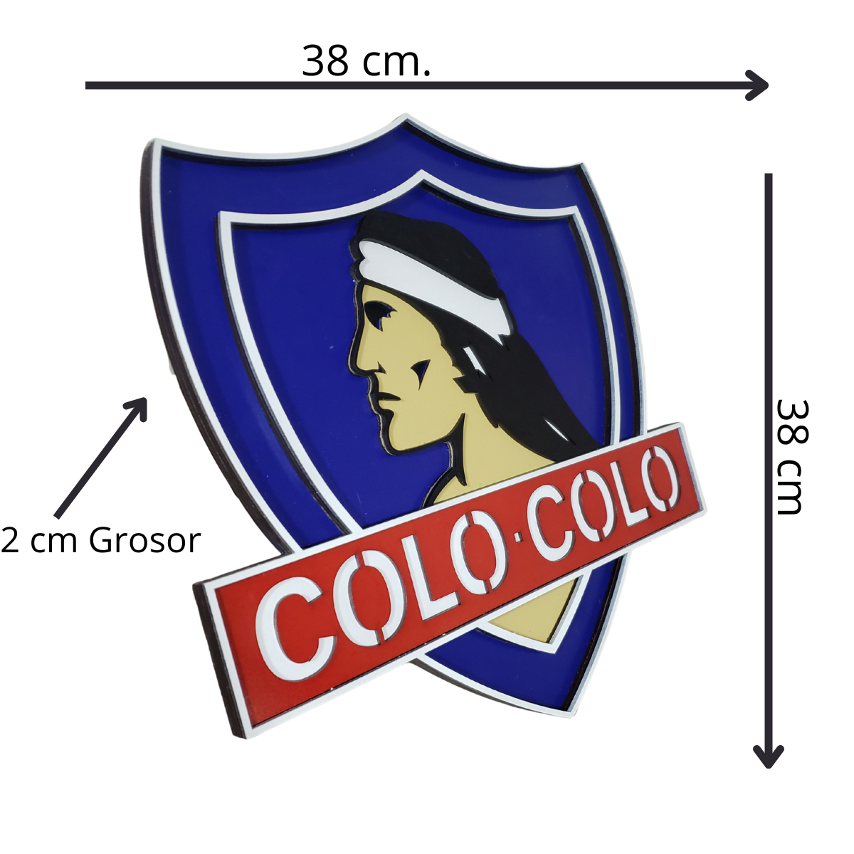Cuadro Artesanal Colo Colo Escudo En Capas De Madera 38x38