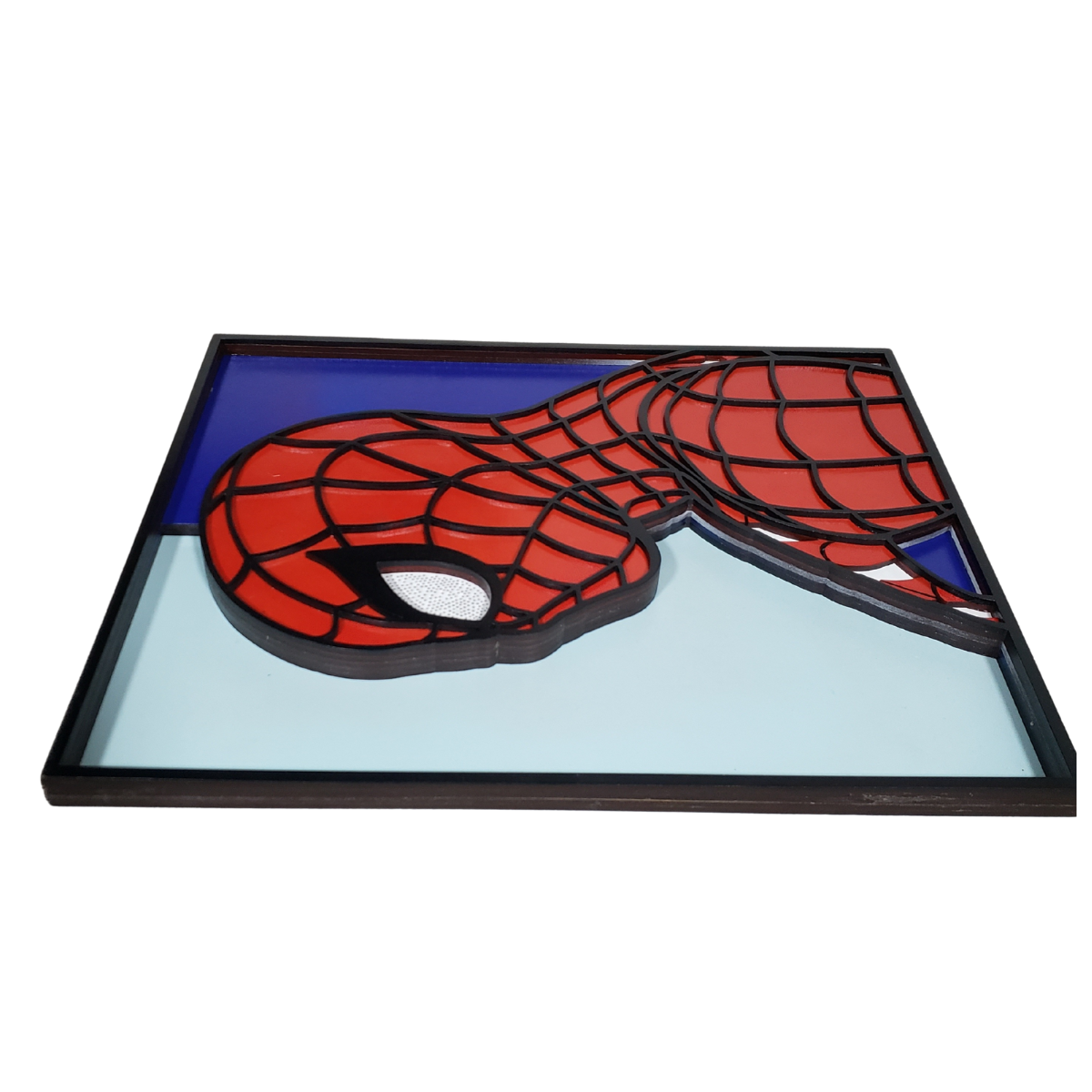Cuadro Artesanal Spiderman Retro En Capas De Madera 35x28