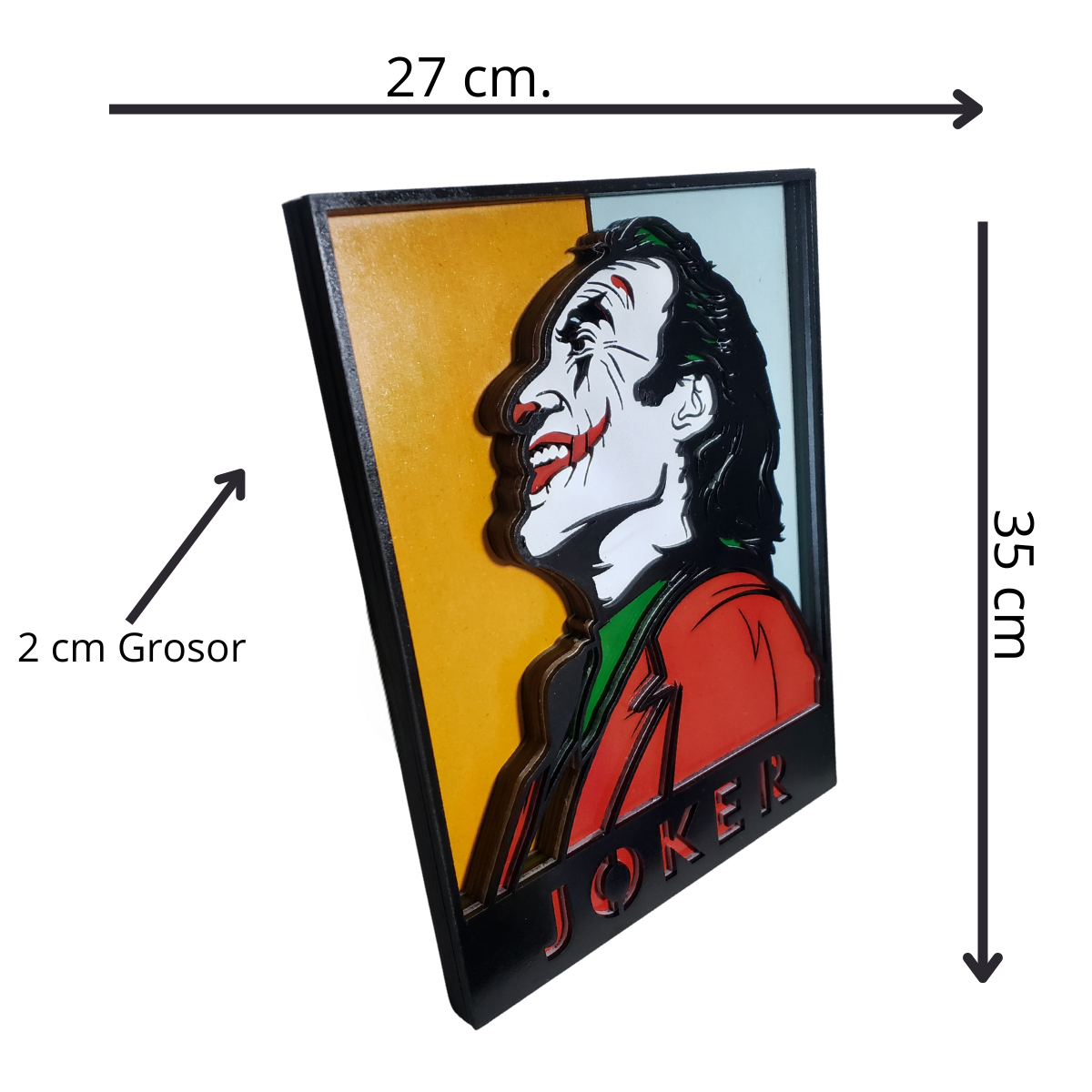 Cuadro Artesanal Joker Retro En Capas De Madera 38x38