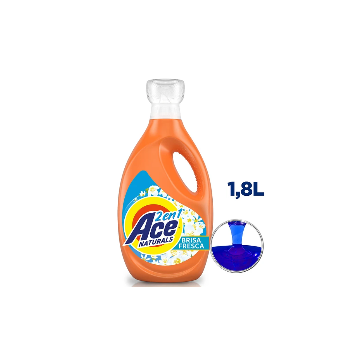 Pack 12 Detergentes Liquido Ace Natural 2 en 1 concentrado 1.8 lt cada uno.
