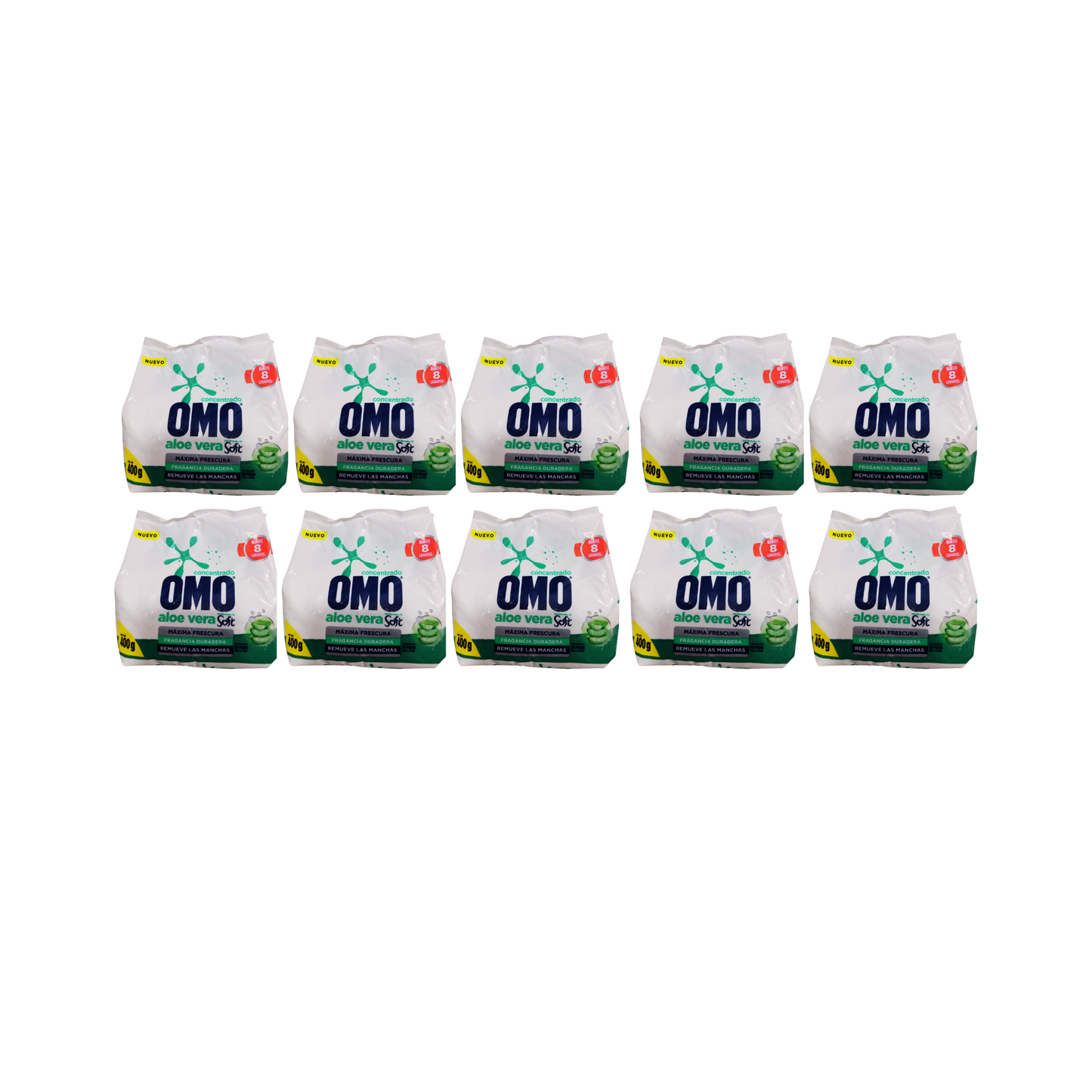 Pack 10 Detergente En Polvo Omo Aloe Vera 400g Concentrado