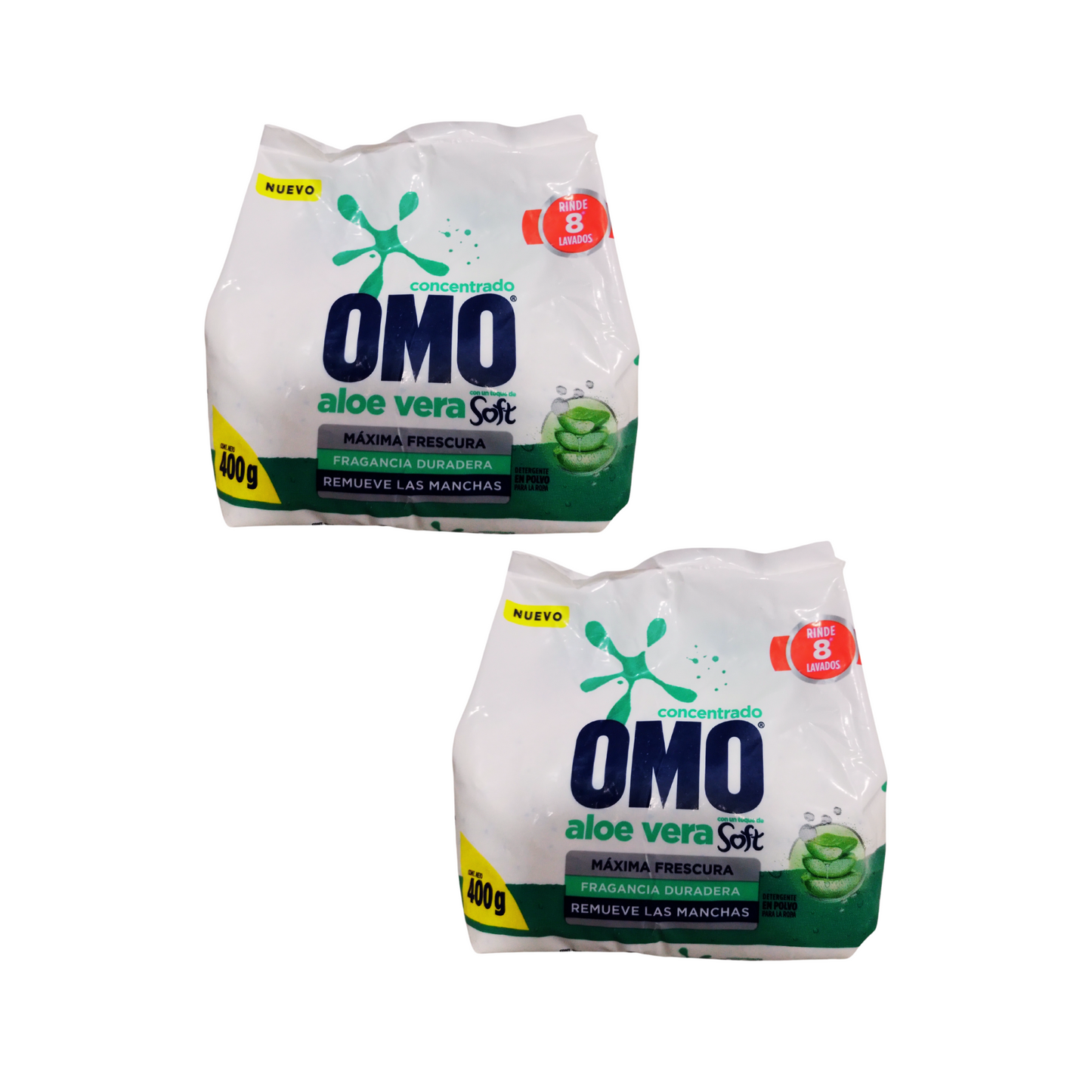 Pack 2 Detergente En Polvo Omo Aloe Vera 400g Concentrado
