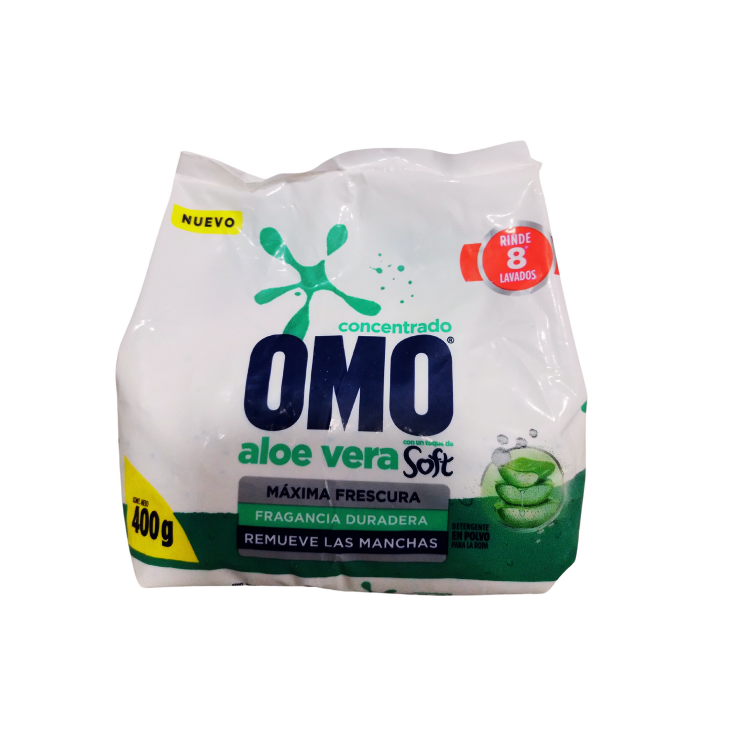 Pack 8 Detergente En Polvo Omo Aloe Vera 400g Concentrado