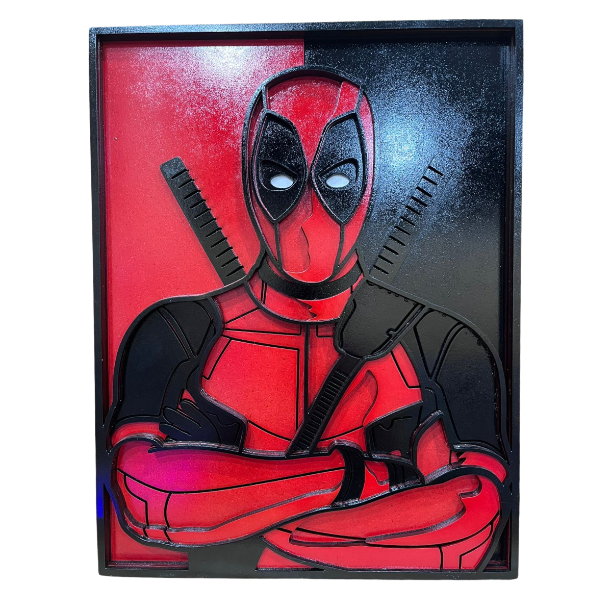 Cuadro Artesanal Deadpool Retro en Capas de Madera