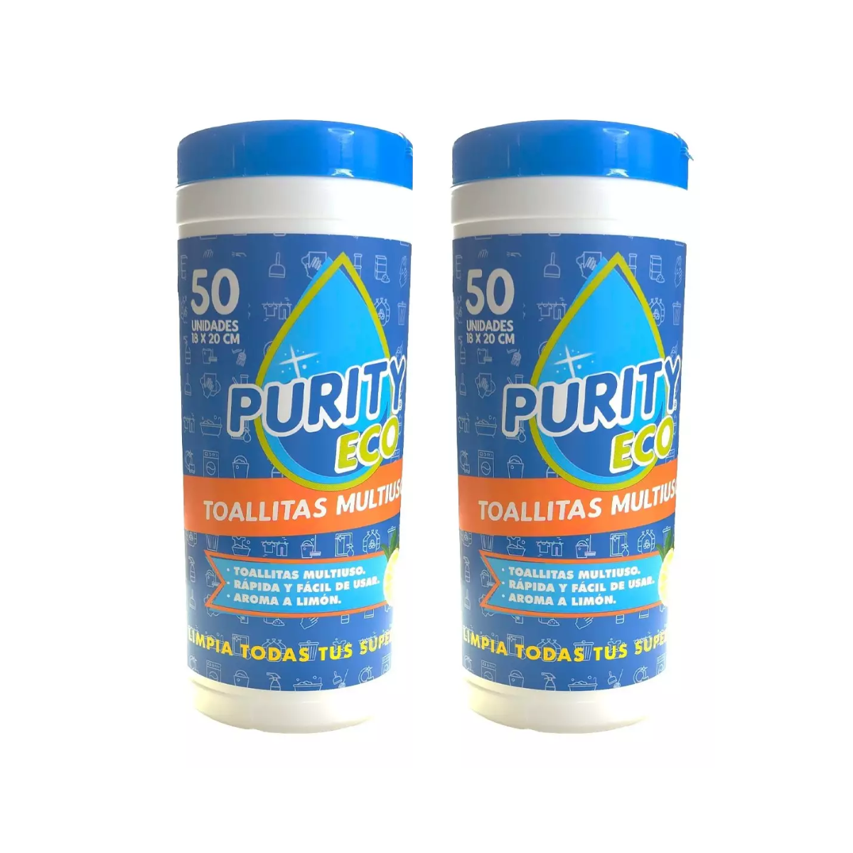 Pack 2 dispensadores de Toallitas desinfectantes PurityEco , 50u por dispensador