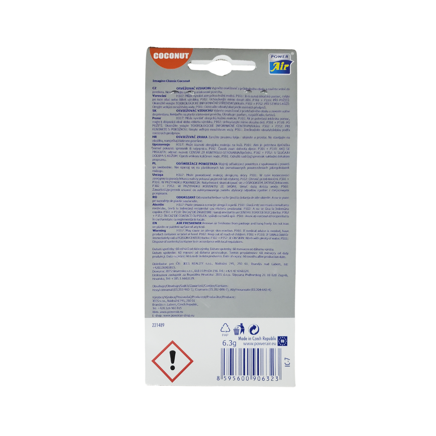 Power Air Classic Imagine – Ambientador Colgante con Aroma Coco