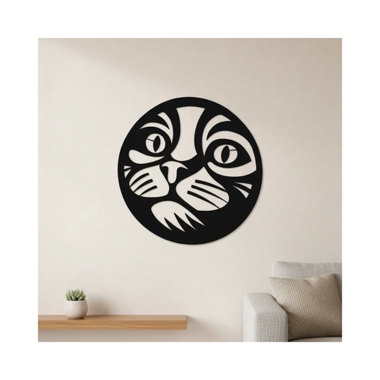Cuadro Decorativo Gato Minimalista 39x39 Cm Corte Láser Mdf