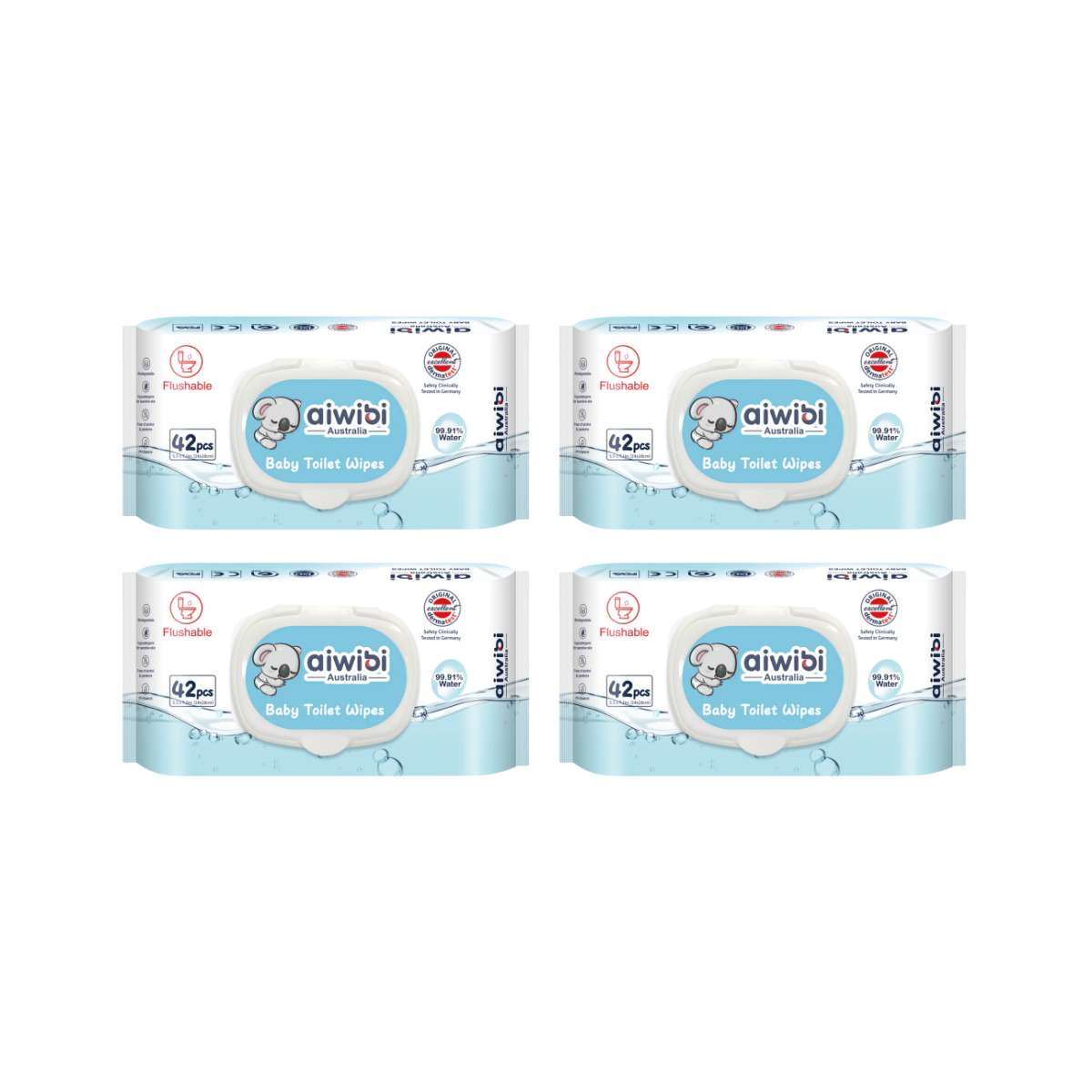 Pack 4 Paquetes Aiwibi toallitas Húmedas Biodegradables