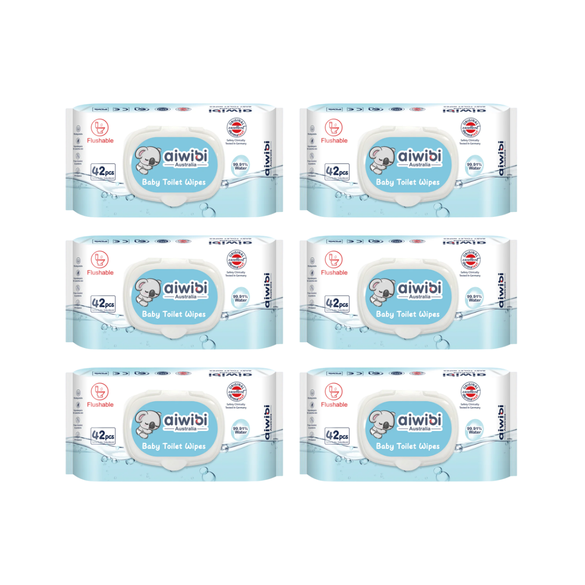 Pack 6 Paquetes Aiwibi toallitas Húmedas Biodegradables