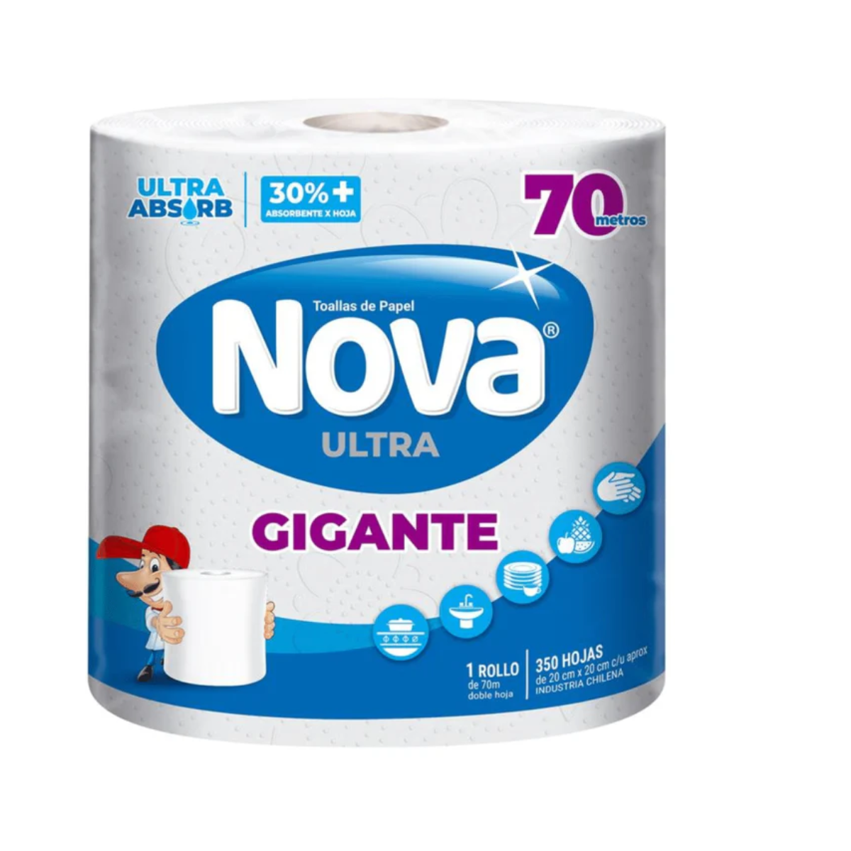 Pack 4 Toalla de Papel Nova Ultra Gigante 70Mts