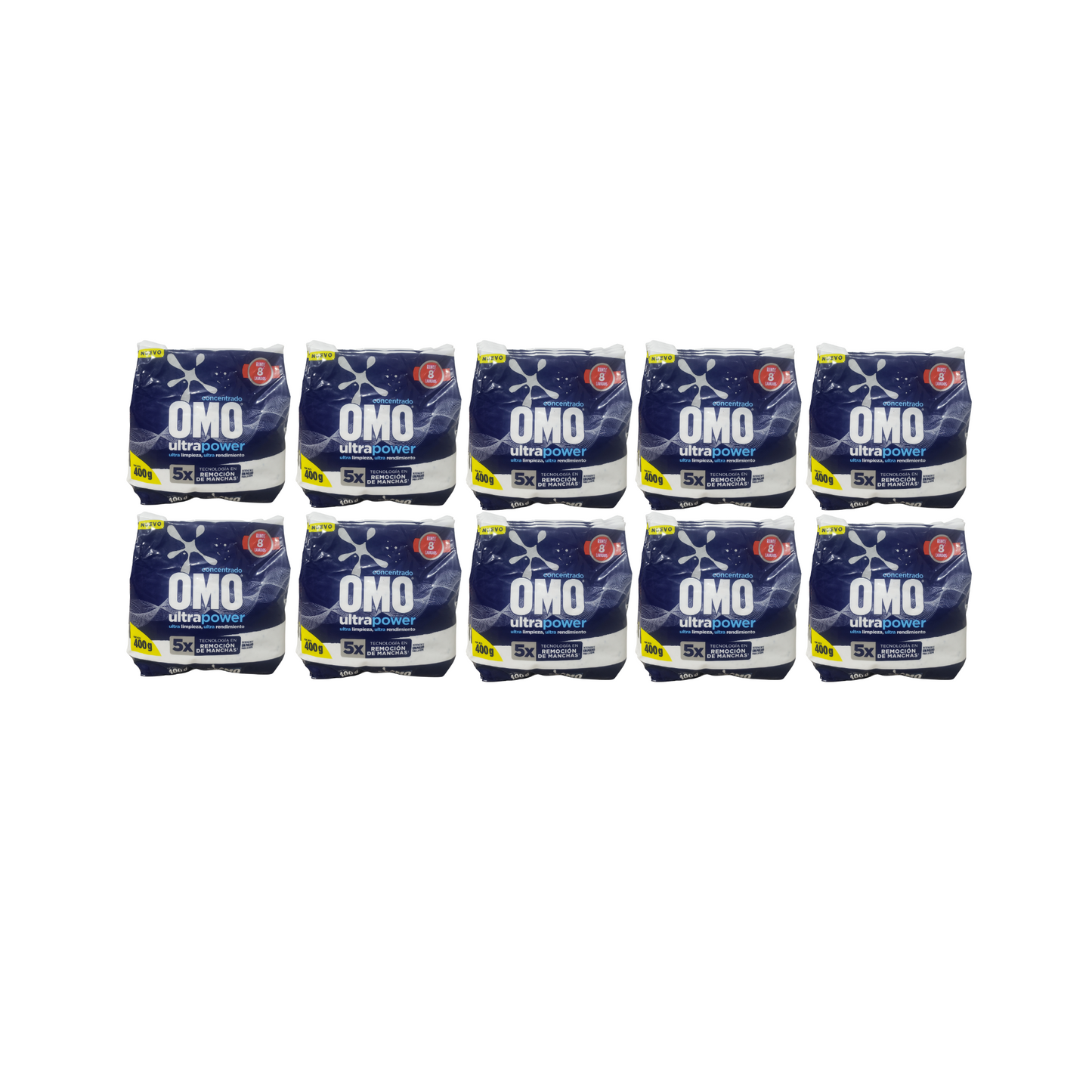 Pack 10 Omo Ultrapower En Polvo Detergente 400g