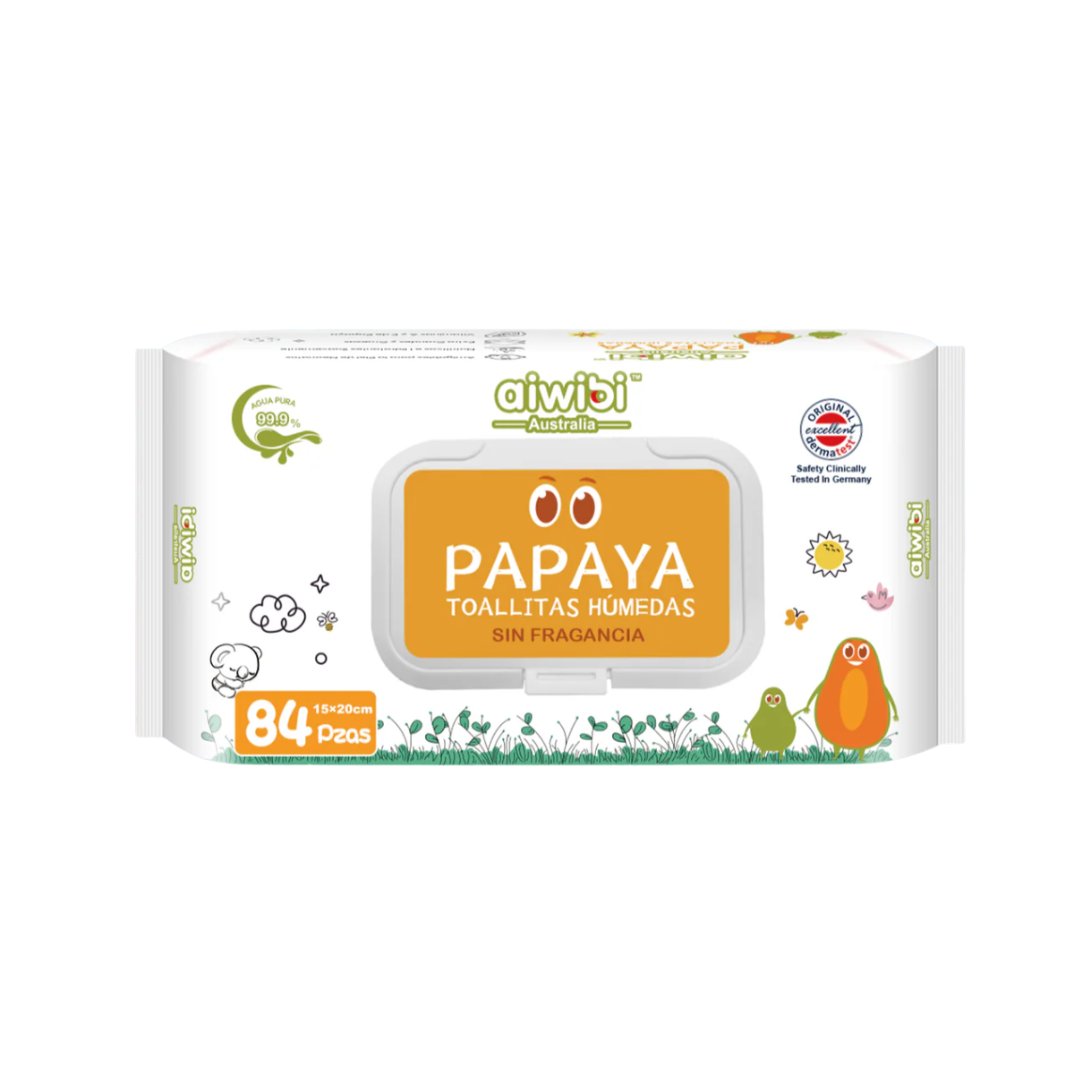 Pack 36 Paquetes Toallitas Aiwibi 99.9% Agua Con Fibra De Papaya .