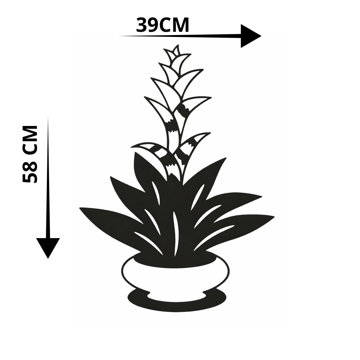 Cuadro Decorativo Planta En Silueta Negra Decoración 39x58cm