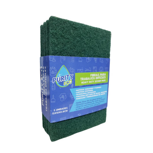 Pack 5 Fibra Abrasiva Verde Limpieza Difícil Y Profesional
