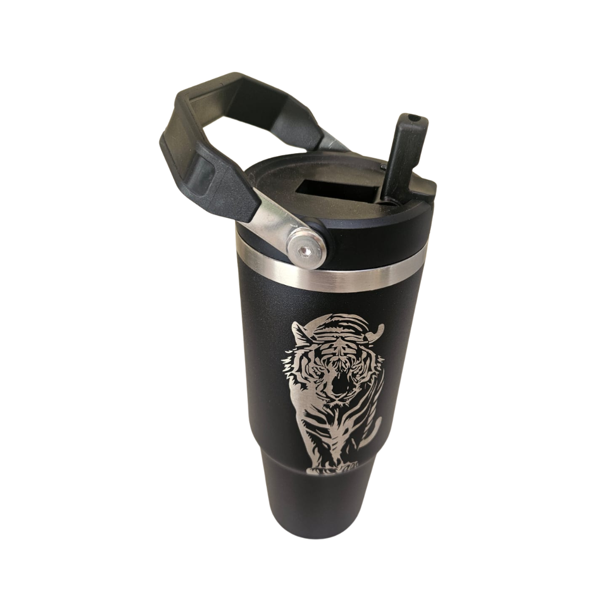Vaso Térmico Negro  900ml  Diseño de Tirge grabado en Laser  | Acero Inoxidable