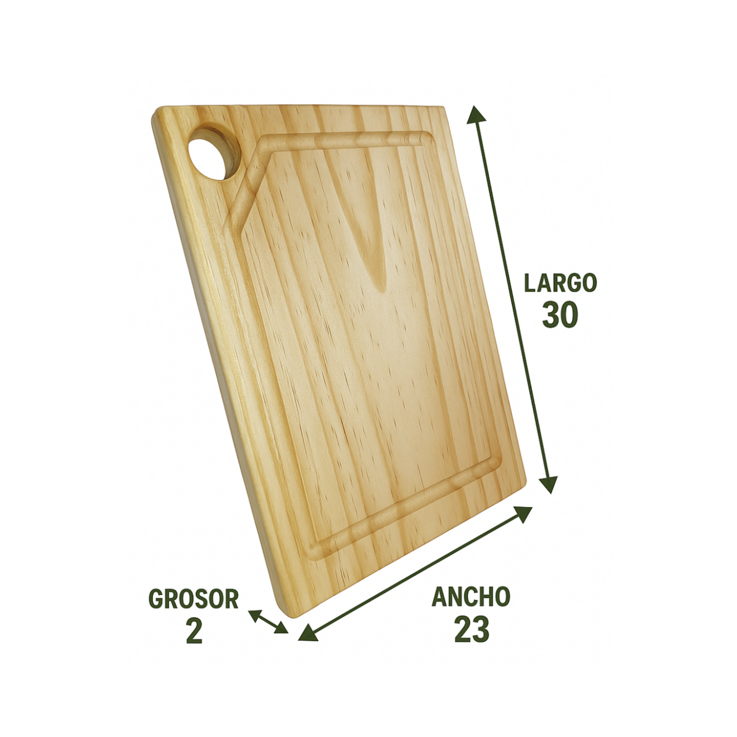 Tabla De Cocina Gourmet 30x23 Cm Con Ranura Artesanal