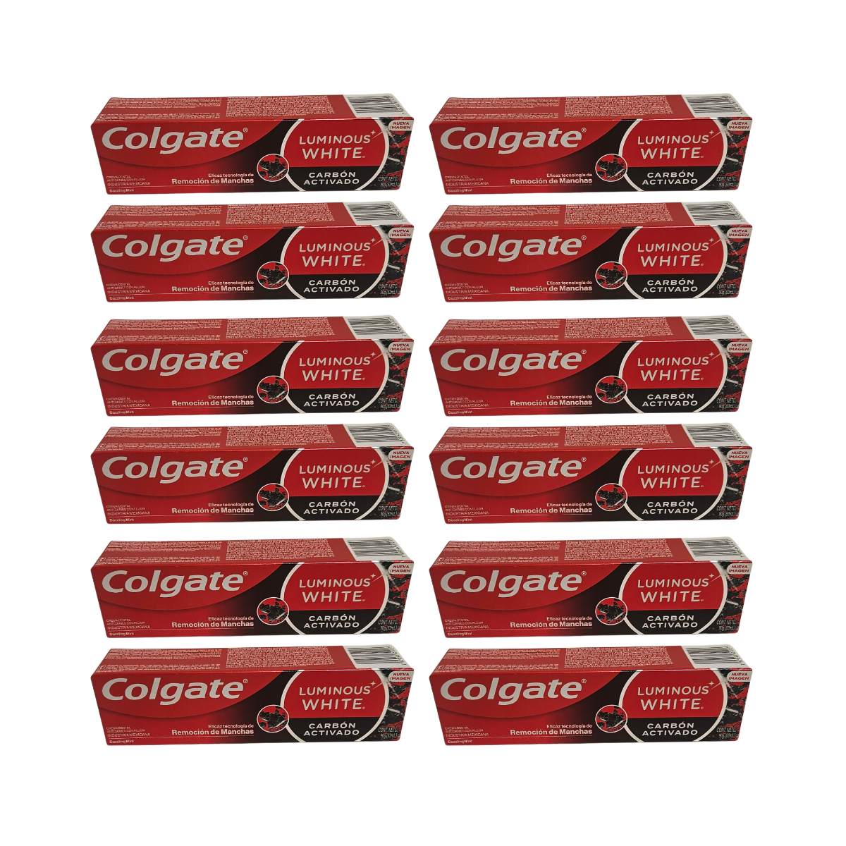 Pack 12 Pasta Colagte Luminous White Carbon Activado 90g