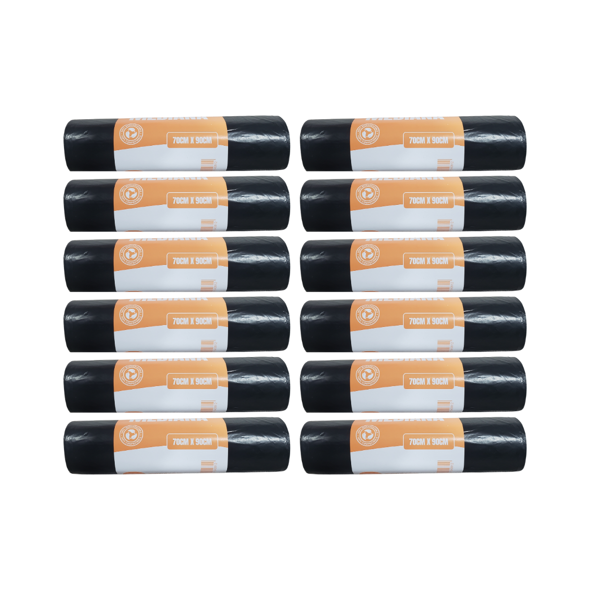 Pack 12 Rollos Bolsas de Basura Mediana 70x90cm