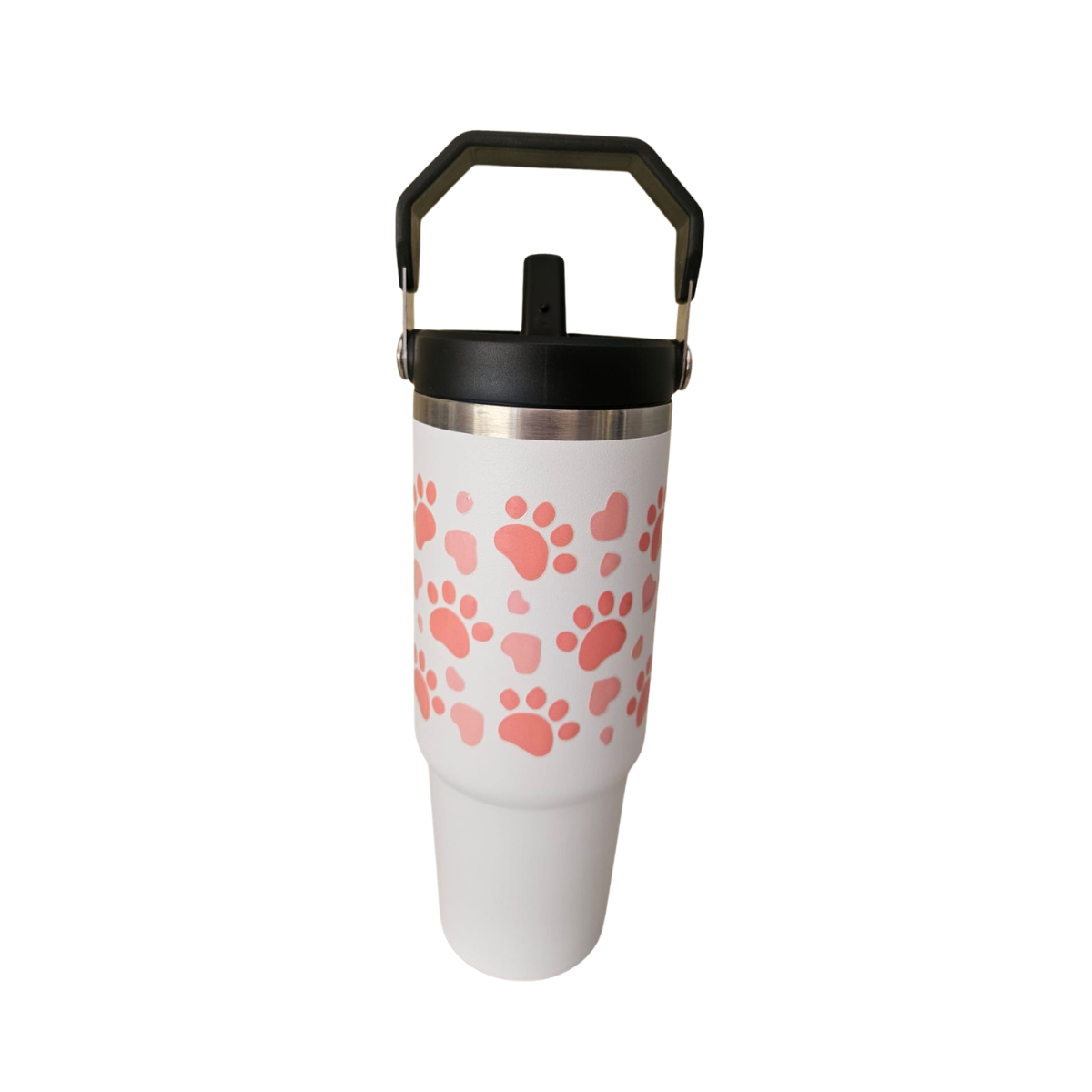 Vaso Térmico Blanco 900ml  diseño Huellas de Mascotas| Acero Inoxidable