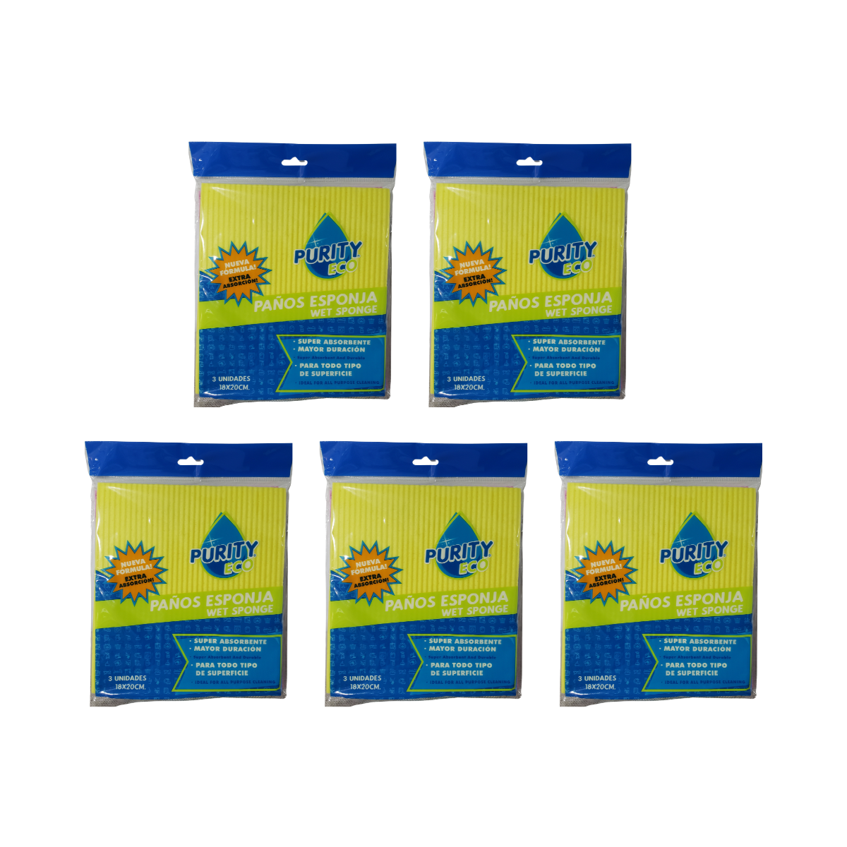 Pack Paño Esponja 15 Unidades , Limpieza Eficaz.