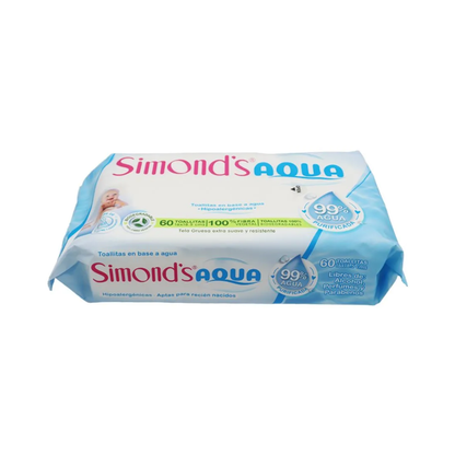 Toallitas Húmedas Simonds Aqua 99% Agua purificada.