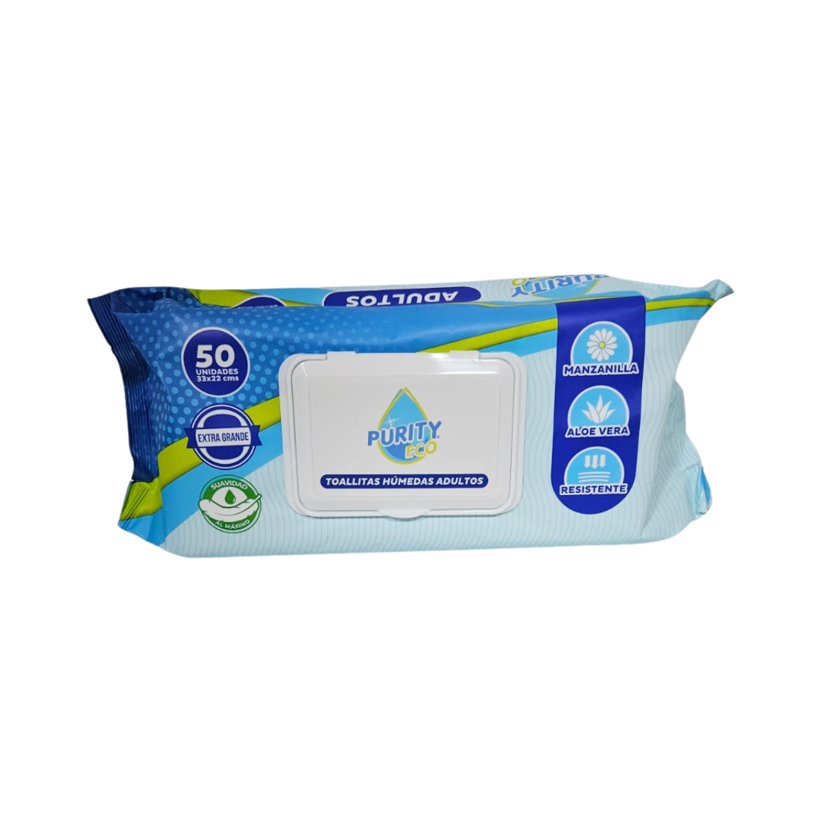 Pack 3 Toallitas Húmedas Adulto Purity Eco 50 Un , Extra Grande.