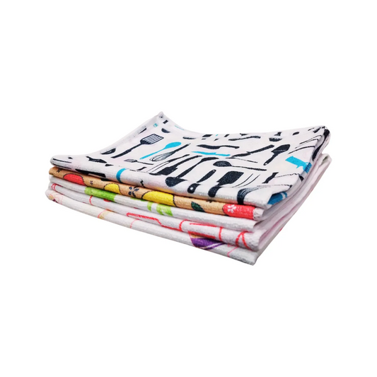 Pack 5 Paños De Cocina Microfibra 38x38cm Diferentes Diseños