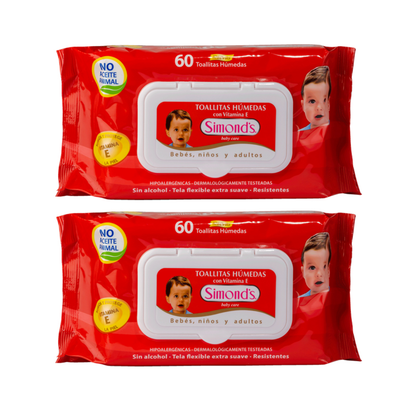 Toallitas Húmedas Simonds Baby Care 60un  Hipoalergénicas.