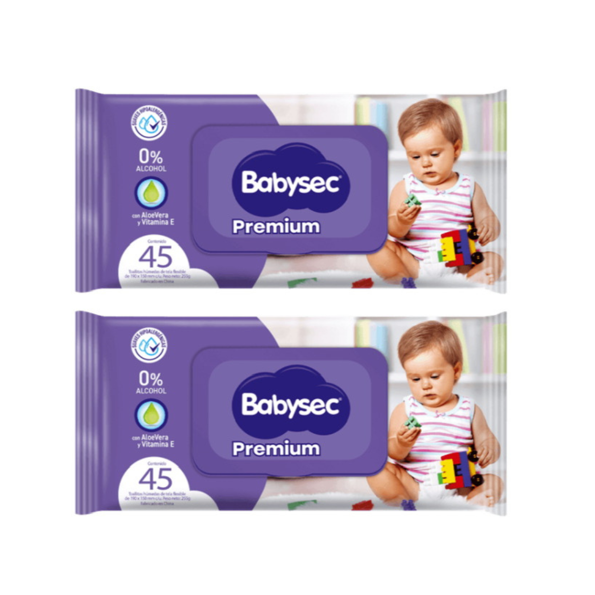 Toallitas Húmedas Babysec Hipoalergénicas Aloe Vera 45u