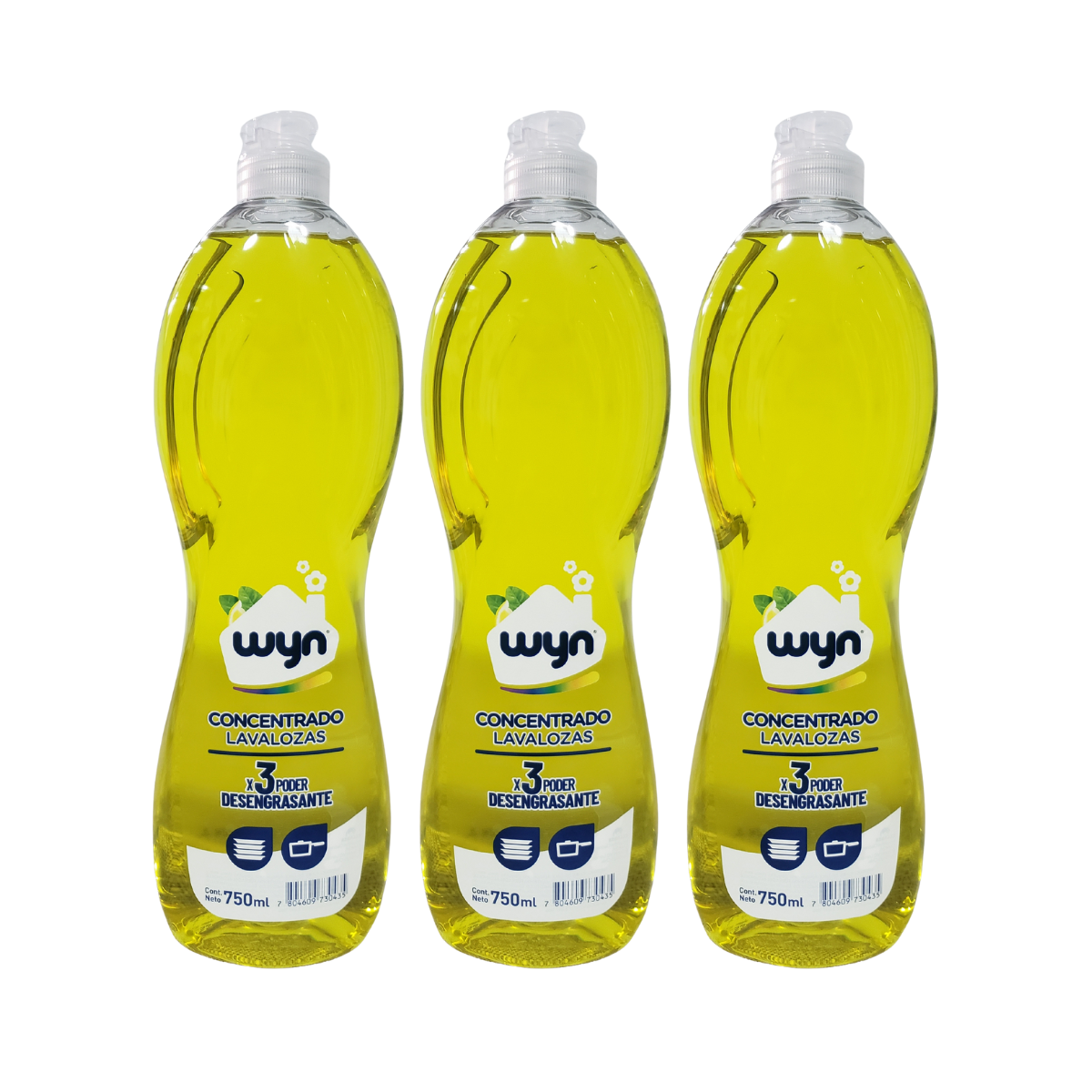 Pack 3 Lavaloza Concentrado Wyn 750 ml – Alto Poder Antigrasa