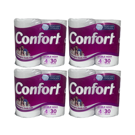 Pack 16 Rollos Papel Higiénico Confort Doble Hoja 30Mts