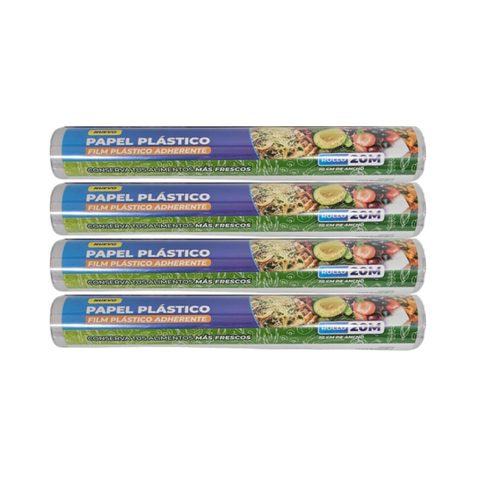 Pack 4  Film Plastico Aileda 20m x 30cm Adherente Cocina