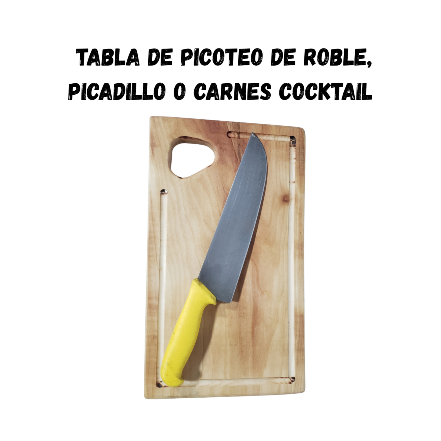 Tabla Roble Cocina Gourmet 40x23 Cm Con Ranura Artesanal
